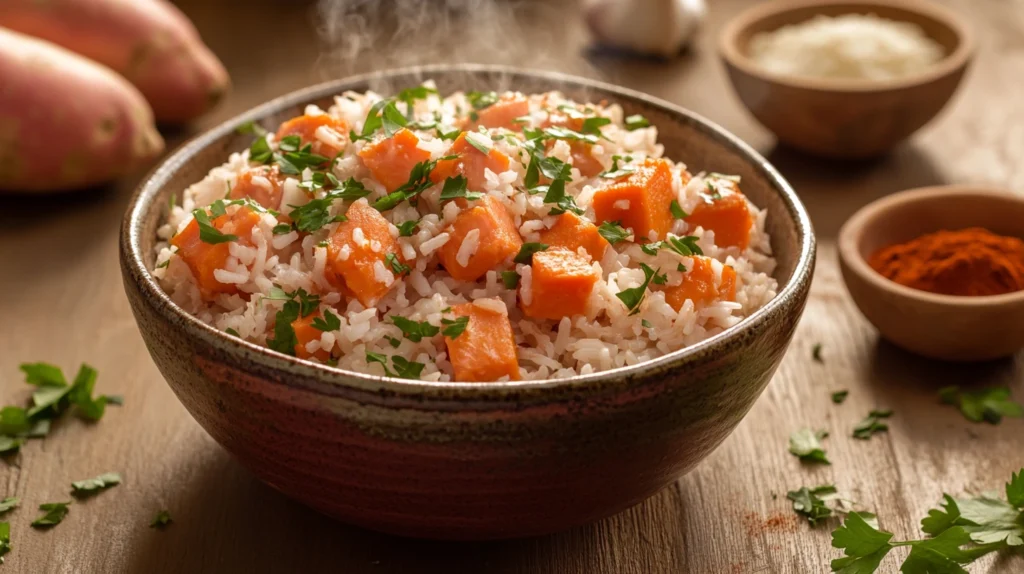 one pot meal recipe with sweet potatoes -rice