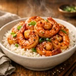 High protein honey garlic shrimp