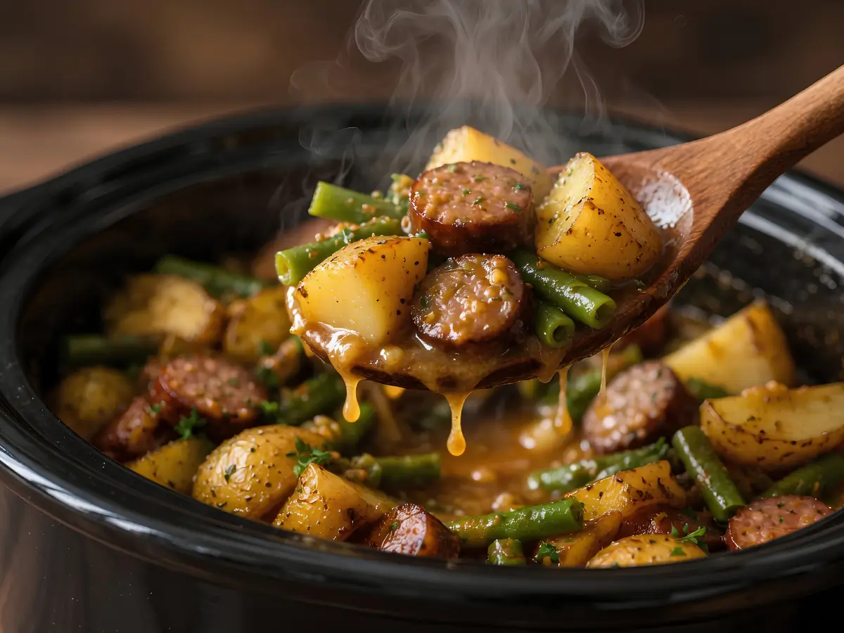 swamp-potatoes-cooked-sauce Saucy swamp potatoes after slow cooking with no water added
